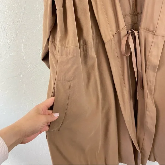 Lane Bryant Size 26/28 Khaki Tan Full Sleeve Open Long Trench Coat Jacket - Picture 5 of 7